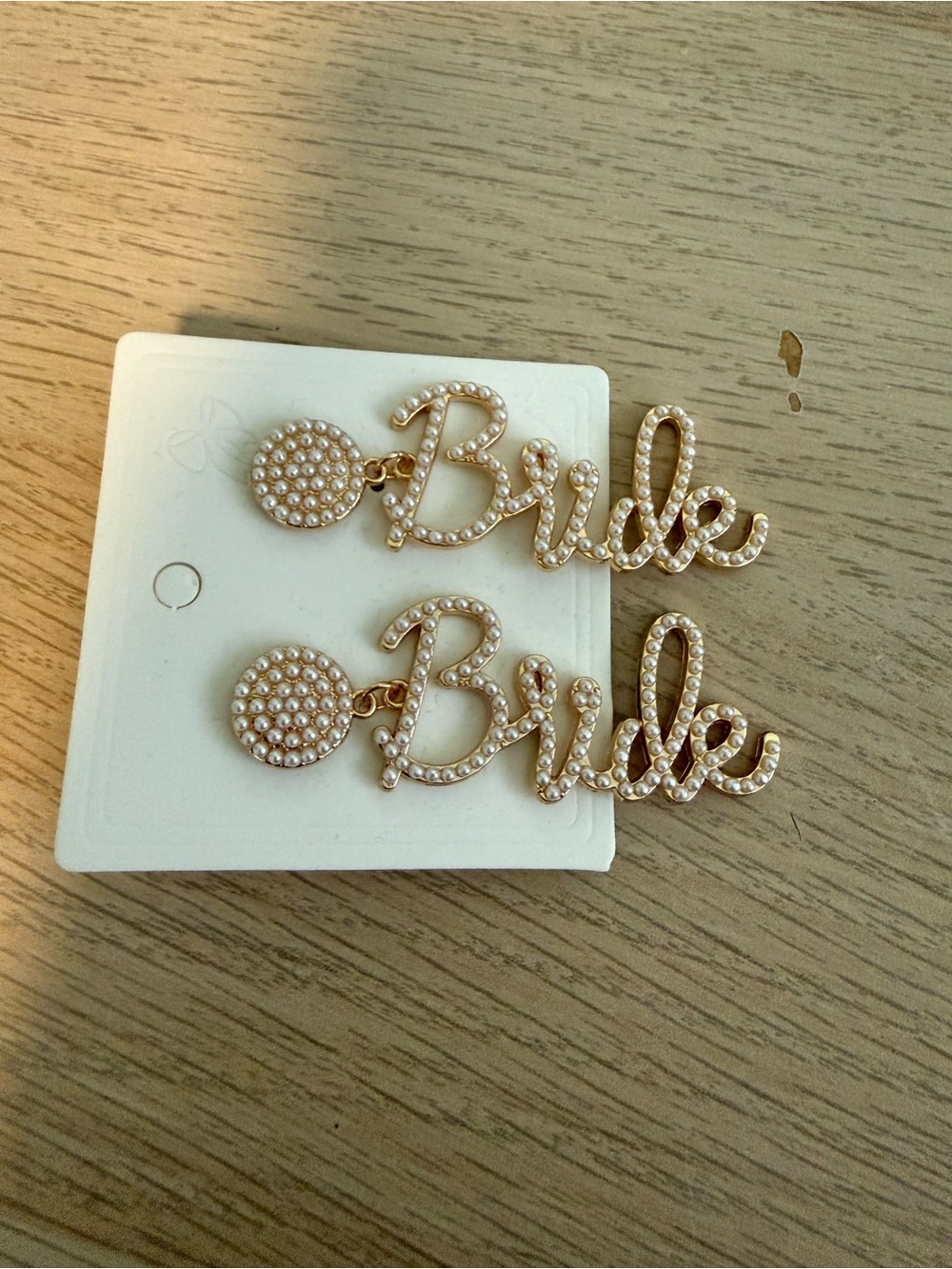 Pearl 'Bride' Script Drop Earrings - Gold and Pearl